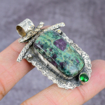 Ruby in Fuchsite, Diopside Ethnic 925 Silver Gift Pendant 2.17 R2o57