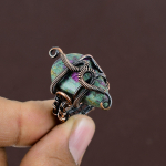 Ruby in Fuchsite Gemstone Handmade Copper Wire Wrap Jewelry Ring Size 8 U8s27
