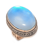 Milky Opal Gemstone Handmade Copper Jewelry Ring Size 7 u6l29