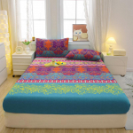 3-osaline lihtne kaasaegne boheemip&auml;rane mustriga matt kolmeosaline pinguldatud lina komplekt, magamistoa tr&uuml;kitud voodikate komplekt, voodipesu 90x200cm