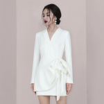 Elegantne prantsuse haute couture s&uuml;gis/talvine valge banketikleit naistele Extra Small valge