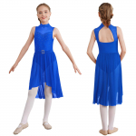 Lastele T&uuml;drukutele Varrukateta Rhinestones Naljakaelusega iluuisutamiskleit Trikooballetist L&uuml;&uuml;riline tantsukost&uuml;&uuml;m 13-14 Years kuninglik sinine v&auml;rv