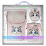 Nimmy Zestaw 3W1 Torebka Na Telefon +  Portfel + Etui Na Lokalizator R&oacute;żowy/Pink Big Eyed Pet 2.0 Cat