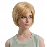 S&uuml;nteetilised blondid parukad naistele L&uuml;hikesed soengud Ema parukas tukkidega Naturaalsed soengud Segatud blondid sirged juuksed Vana daami kost&uuml;&uuml;m