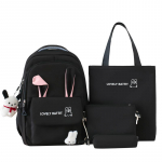 Naiste neljaosaline seljakotikomplekt, j&auml;nesek&otilde;rva &otilde;pilase koolikott, suure mahutavusega seljakaitsega seljakott must