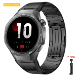 Luksuslik titaanisulamist rihm Huawei Watch GT5 GT4 GT3 GT2 Pro jaoks, roostevabast terasest metallist k&auml;ev&otilde;ru Huawei Watch 4 Pro jaoks, Huami Amazfit stiilis rihm Universal 22mm must
