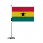 Drapeau de Bureau - Ghana - 14 x 21 cm - Pol&uuml;ester - J&auml;lje rekto/verso - Acier oks&uuml;deerimata