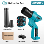 YOFIDRA harjadeta elektriline turbo puhur 2-&uuml;hes turbo puhur ventilaator lehtede, tolmu, lume puhastust&ouml;&ouml;riist Makita aku tihvti jaoks 2*928VF Battery-EU