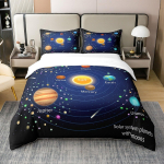 Kosmose Voodipesu Komplekt, Laste P&auml;ikeses&uuml;steemi Tekikott Universumi Planeedid Tekikott Astronoomia Linnutee Voodipesu Komplekt 90x200cm