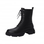 2024. aasta talve uued n&ouml;&ouml;riga poolsaapad naistele, paksu p&otilde;hjaga, &uuml;mmarguse ninaga ehtsast nahast saapad, mustad valged, sobivad platvormkingad 5