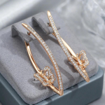 Moekad Kuldset V&auml;rvi Geomeetrilised Liblika K&otilde;rvar&otilde;ngad Naistele Tsirkoon Mikro Inkrusteeritud Pikad Ripatsk&otilde;rvar&otilde;ngad Peen Pulmaehe