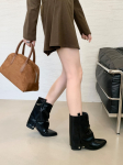 Mood 2025Vintage Naiste L&auml;&auml;ne Kauboisaapad Mood Terava Ninaga Kingad Daamide Paksu Kontsaga L&uuml;hikesed Botas S&uuml;gis Talv Zapatos De Mujer 40 must
