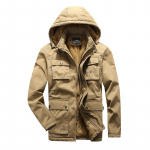 Talvine puuvillase polsterdusega meeste keskmise pikkusega mantel, suur suurus, lahtised puuvillase polsterdusega riided, kuhjatud ja paksendatud, t&ouml;&ouml;riietus, puuvillase polsterdusega jakk, &uuml;lemine osa meestele 8XL khaki