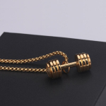 Moodne meeste hantli fitness kaelakee titaanterasest ripats kell moodne aksessuaar 50CM(Necklace Size) gray