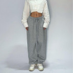 Ameerika Hip Hop Jazz Tantsup&uuml;ksid Retro Vabaaja Streetwear Lai Jalg Treeningp&uuml;ksid L&otilde;dva L&otilde;ikega P&uuml;ksid S tumehall v&auml;rv