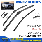 3 tk BMW X3 F25 2010-2017 jaoks 26 + 20 + 13 Esiosa Tagumine Puhasti Terad Tuuleklaas Tuuleklaas Akna L&otilde;ikuri Tarvikud must