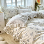 Printsessistiilis volangidega 100% puuvillast voodipesukomplekt v&otilde;i &uuml;ksikud tekikotid, lilleline pehme tekikott, puuvillane armas tekkekate 150x200cm only 1 Pcs