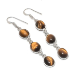 Natural Tiger Eye Gemstone Handmade 925 Sterling Silver Earring 2.60 o0w42