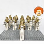 Keskaegsed R&uuml;&uuml;tlid Loss Ratsav&auml;gi Rohani S&otilde;durid Kaardiv&auml;gi Armee lotr Ratsanik Relvaga Soomus Kiiver Kilp ja Hobune Figuur Klotsid