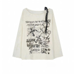 2KWEIRD Vintage Y2K &Uuml;lem&otilde;&otilde;dulised S&auml;rgid Naistele Diagonaalne Krae Pikk Varrukas &Otilde;lalt All Tr&uuml;kitud Vabaaja Topid Streetwear T-s&auml;rk S beež