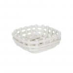 K&auml;sitsi valmistatud keraamiline punutud puuviljakorv ja sn&auml;kialus Small Basket (White)