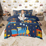 Homewish Laste Multikate Auto Tekikott Komplekt 2tk/3tk, Armas Rong Veoauto Traktor Voodipesu, Transporditeemaline Voodikomplekt DE M 155x220cm 2pcs&set