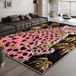 Luksuslik sametist leopardimustriga vaip kuldsete aktsentidega Mat elutuppa, kontorisse, aeda p&otilde;randakatte aktsentkangas Suure pindalaga vaip Dekoratsioon 80x120cm