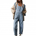 Sinine Naiste Vintage Retro Denim Pikk Kombinesoon Vabaaja Rihmadega Sirge Romper Traksip&uuml;ksid Suvine L&otilde;tv Overall XS sinine