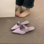 Mood 2025 Kuum M&uuml;&uuml;k Suvised Naiste Sandaalid Terava Ninaga Paelaga Kleidisandaalid Mood Kinnise Ninaga Madala Kontsaga Elegantsed Moodsad Sussid 35 lilla