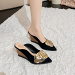 Mood FHC Uus Kameelia Lillega Kiiludega Kingad, Mules, Sandaalid, S&uuml;gise K&otilde;rge Kontsaga Kingad, Kinnise Ninaga Suede Tuhvlid, 34-40, Must, Dropship 34 must