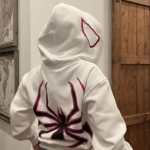 Street Hoodie Spider Punk T&otilde;mblukuga kapuuts Eriti suure mustriga dressipluus gooti Harajuku meeste ja naiste riided M valge