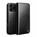 Qialino Ehtne Nahast Telefonikott Apple Iphone 17 Air 16 15 14 Pro Maxile &Auml;ristiilis Moodne Luksuslik Kaardipesa ja Kattega iPhone17 must