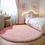 Pehme siidine &uuml;mmargune kohev diivani piirkonna vaip elutuppa laste magamistuppa kohev p&otilde;randamatt soe kodu kaunistus lemmiklooma matt hall Diam100cm(39inch) roosa