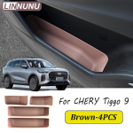 LINNUNU Chirey Car door compartment storage box Decoration Car Inner TPE Trim Interior Accessories For Chery Tiggo 9 2025 2026 Brown-4pcs