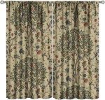 Vintage William Morris Mets Mustaks Muutvad Aknakardinad  Rustikaalsed Boho Linnu-Taimede Aknakatted  Elutoa Magamistoa jaoks 21(W)*45(L 100*130 Rod Pocket 1pcs gray