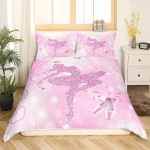 T&uuml;drukute balleti voodipesukomplektTantsiv baleriin tekikott Sinine lilla gradient tekkikate Baleriini siluett tekikate EU Single(135*200cm)3pcs