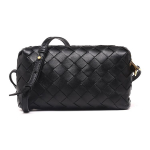 Bottega Veneta kootud lukuga lambanahast ristkorpus/&otilde;lakott Naiste kotid Must 609407VCPP58648 Basic Set (Bag+Dust Bag)