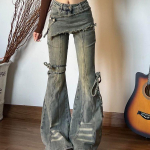 Stiilsed High Street laia s&auml;&auml;rega teksap&uuml;ksid Naistele kulutatud denimip&uuml;ksid Bootcut disain Trendikas vintage v&auml;limus S