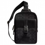 Coach 18 metallilise logotr&uuml;kiga kaetud l&otilde;uendist mini rinnakott Meeste kotid Must CX880-QBMI5 Basic Set (Bag+Dust Bag)