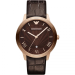 Emporio Armani Dino Suur Pruun Nahast Meeste Kvarts Time 3 Osutiga Kell AR1613 pruun