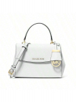 MICHAEL KORS &Uuml;hev&auml;rviline kirjadega kott, Mini suurus, Nahast &otilde;la-/crossbody kott naistele, 32F5GAVC1L-085 valge