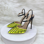 Uued moekad kollased neetidega naiste sandaalid, peo- ja pulmasandaalid k&otilde;rge kontsaga, elegantne naiste king 8-12 suur 33