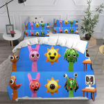Uus 3D-tr&uuml;kiga m&auml;ngu Sprunki voodipesukomplektid Voodikate Tekikate Tekikate Padjap&uuml;&uuml;r 2-3 osaline komplekt Laste T&auml;iskasvanute Magamistoa Kaunistus 70x133cm 2pcs blue