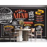 Tellisseina Kiirtoidumaali Restoran T&ouml;&ouml;stuslik Dekoor Praekana Burgeri Maal Pitsa Sn&auml;kibaari Dekoor Tapeet 200 cm(W) x 140 cm(H)