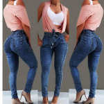 Naiste Bandage Denim Plus Size Teksad Femme Pencil P&uuml;ksid Skinny High Waist Teksad L sinine