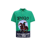 Polo Ralph Lauren SS23 Mustriga Tr&uuml;kitud Vabaaja L&uuml;hikeste Varrukatega Polo S&auml;rk Meeste topid Roheline 710880819-001 S blue