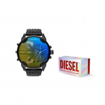 Diesel Chameleon Seeria K&auml;ekell Kvartsmehhanism Nahkrihm Must sihver Meeste kellad DZ7451 Custom Box Set