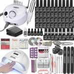 35000 p/min K&uuml;&uuml;nekunsti komplekt 120W/54W LED-k&uuml;&uuml;nelambi, 40/30/20/10 v&auml;rvi UV-poleerimisgeeli, poleerimisvahendi ja k&uuml;&uuml;nekunsti tarvikutega