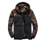 Meeste Camo tuulekindel veekindel mantel kapuutsiga lukuga jakk v&auml;lisriided, suur suurus M-6XL XL black