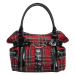 SHELKSBAG Punk Ruuduline &Otilde;lakott Rise Up Gooti Alternatiivne K&auml;erauad &Uuml;lemine K&auml;epide Koti Naistele 2025 Trendikas Uus Ristkorral Kotid 37X14X25CM punane